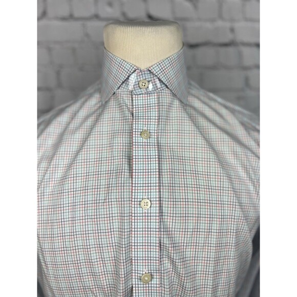 Charles Tyrwhitt Dress Shirt Men 15 1/2-32 Slim Fit French Cuff Multi Grid Check - Picture 7 of 8